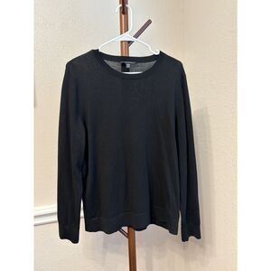 Katherine Barclay Merino Wool Crewneck Sweater Womens XL Black